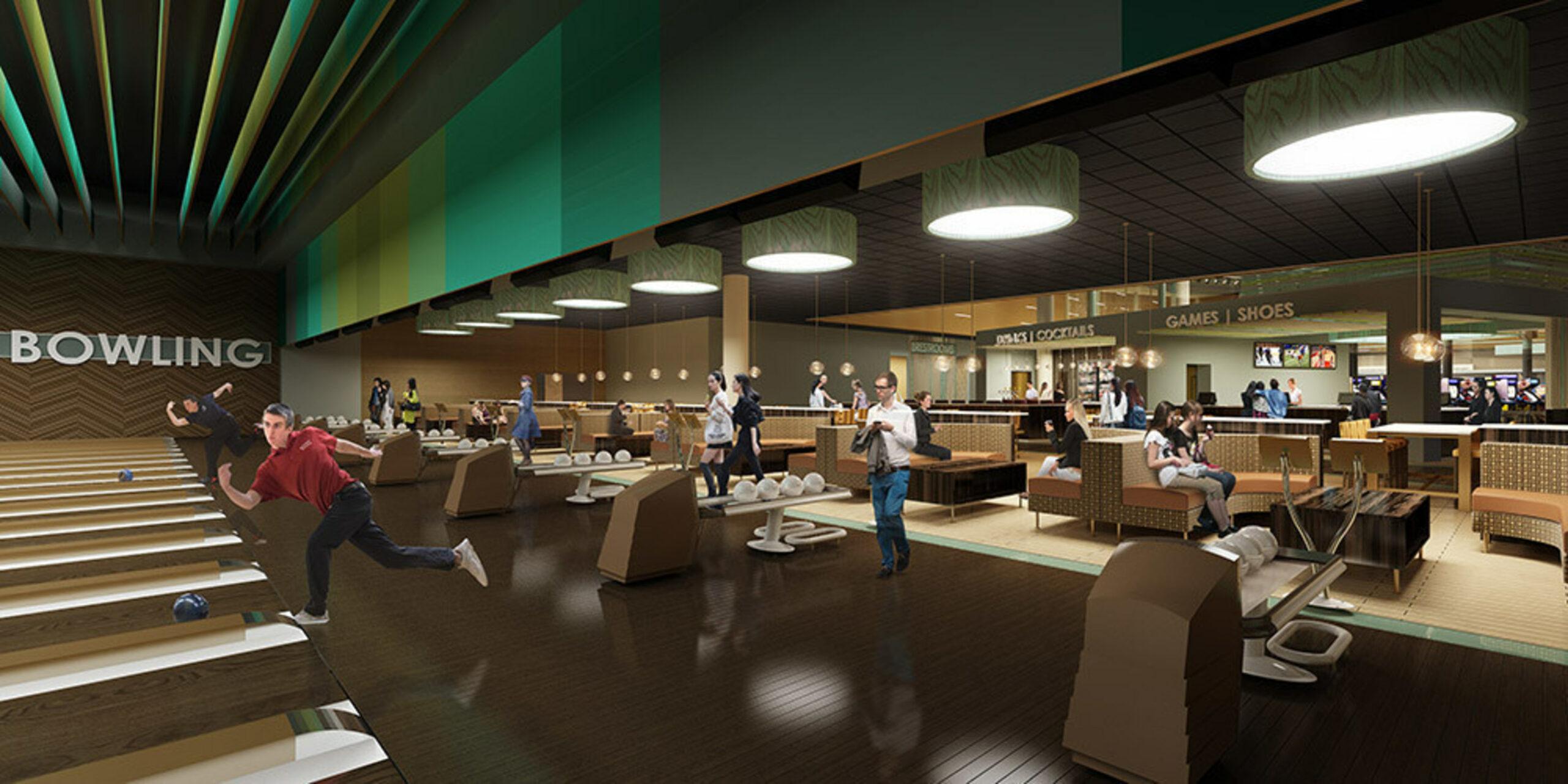 Interior rendering of the bowling area for Amarillo (PRNewsFoto/Cinergy Entertainment Group, In)